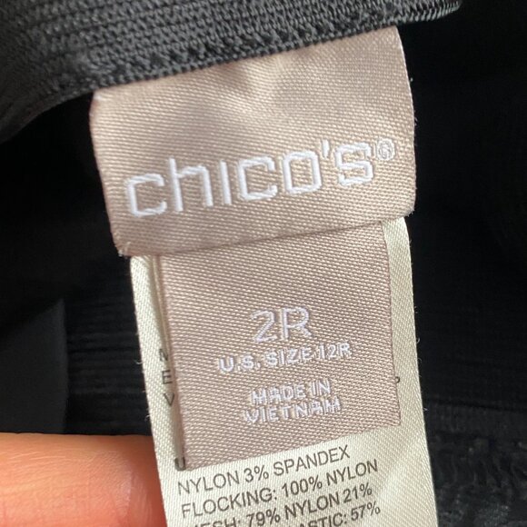 Chicos So Slimming Juliet Flocked Pants Size 2 US 12 Large Black Ankle Pull On - Picture 6 of 11